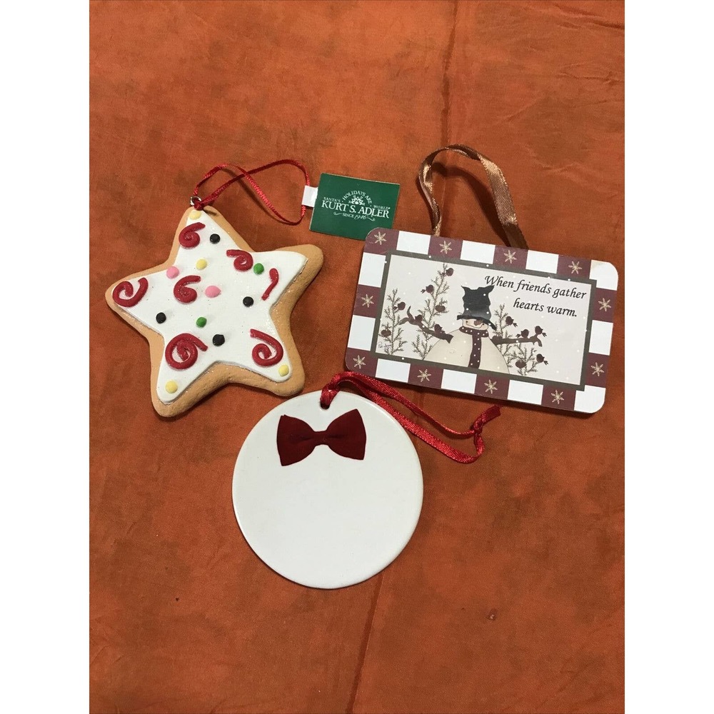 Kurt Adler White‎ Snowman Star Ornament Bow Circle